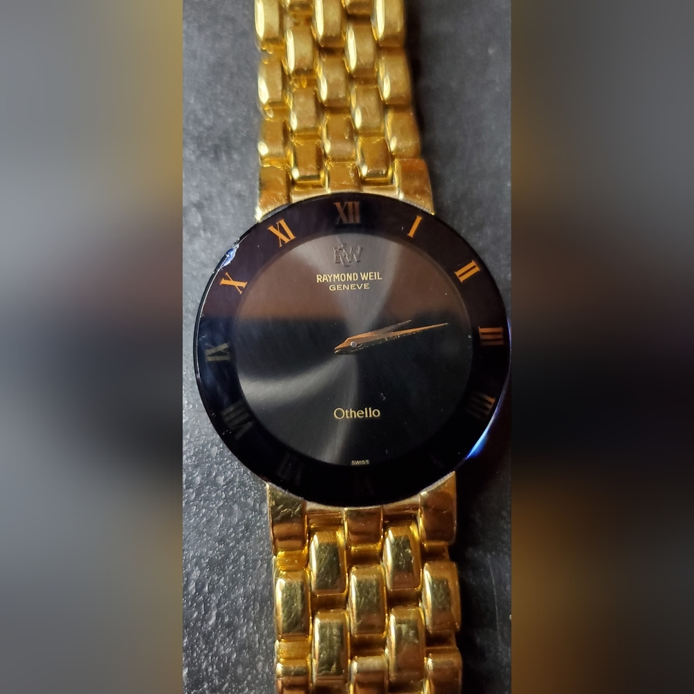 RAYMOND WEIL OTHELLO 148 WRISTWATCH QUARTZ MOVEMENT 18K GOLD ELECTROPLATED STAIN